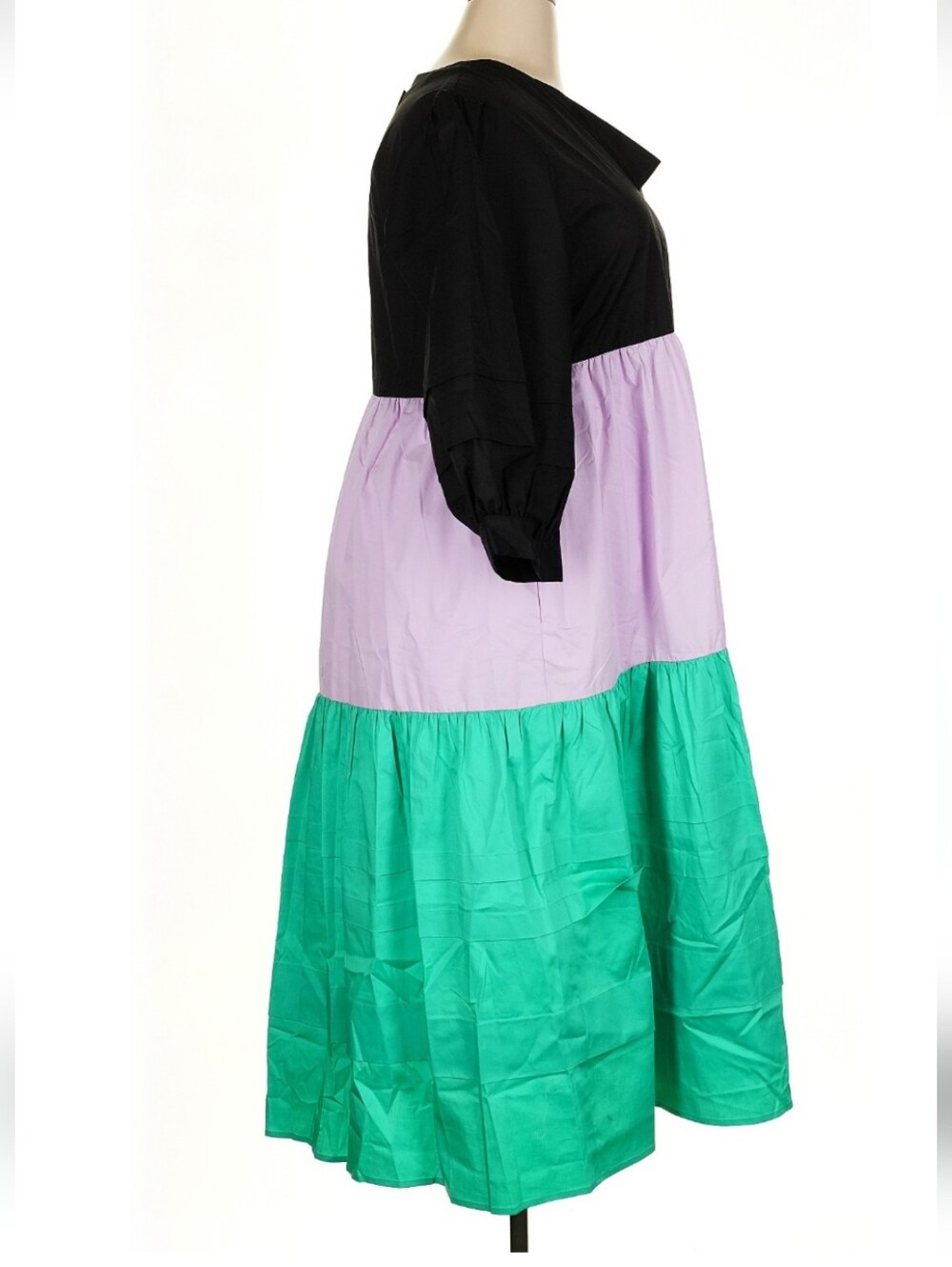 Crosby By Mollie Burch Emerson Colorblock Midi Dress in Black, Lilac & Green - Picture 4 of 9